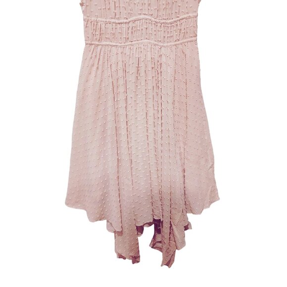 Ulla Johnson Jules Assymetric Midi Dress  Dusty Rose Swiss Dot Size 2 - Picture 2 of 8